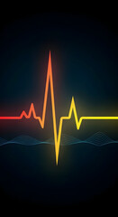Glowing Heartbeat Line Graphic in Red Orange Yellow and Blue