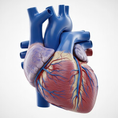 Detailed Anatomical Illustration of a Human Heart Showing Blood Vessels