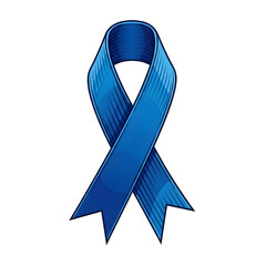 Blue Ribbon Symbol on White Background - Awareness Ribbon