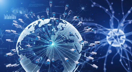 Global network of digital information and artificial intelligence connections