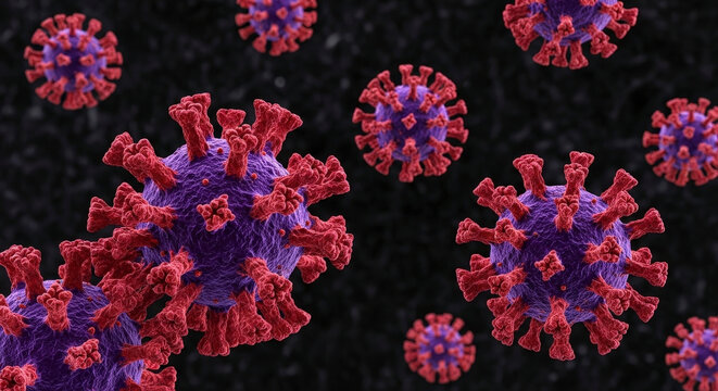 Close up of the virus causing the global pandemic affecting human health