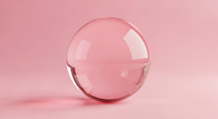 Delicate Glass Orb Reflecting Light on a Soft Pink Background