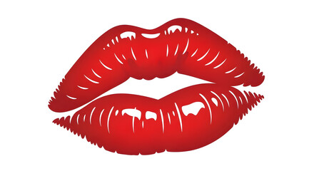 Red Lips Graphic on White Background Close Up Illustration