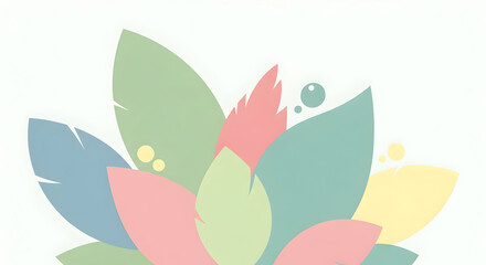 Colorful Pastel Leaves Illustration on White Background