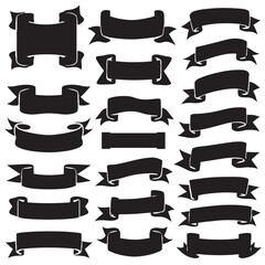 Vintage ribbon and banner set with decorative vector elements and labels