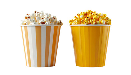 3D Cinema Popcorn Collection Two Variations isolated on transparent background