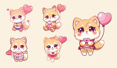 Naklejka premium Cute Kawaii Character Illustration in Pastel Colors