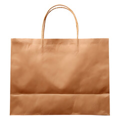 Isolated brown paper shopping bag with handles on transparent background