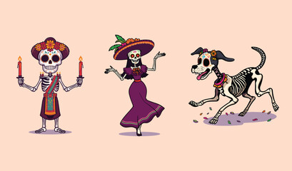 Colorful Day of the Dead Illustration
