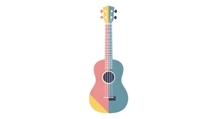Stylized Ukulele Illustration with Pastel Color Blocks