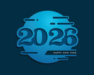 Happy new year 2026 with paper cut number design concept for calendar and banner