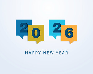 Happy new year 2026 with paper cut number design concept for calendar and banner