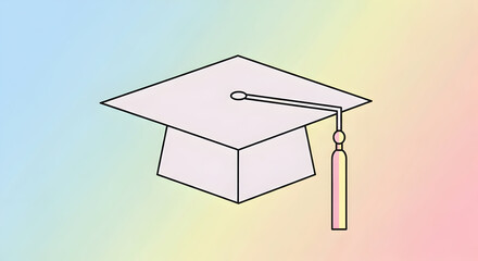 Graduation Cap Illustration on Colorful Background Celebration