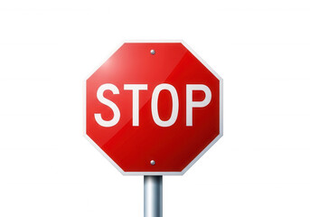 Obraz premium Red octagonal stop sign isolated on a transparent background