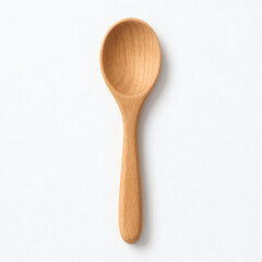 Natural wooden spoon isolated on white background – eco friendly kitchen utensil.