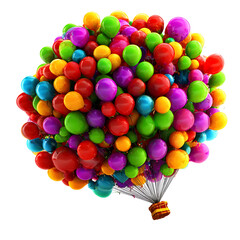 Colorful balloons floating against a transparent background concept of celebration and joy