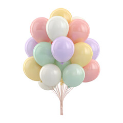 Colorful balloon bouquet with transparent background