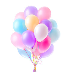 Collection of pastel color balloons festive decoration isolated on transparent background party elements