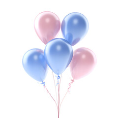 Group of pastel colored balloons against a transparent background for celebration and design