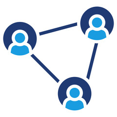 Blue Glyph Connection Icon – Professional Team Network and Communication Symbol