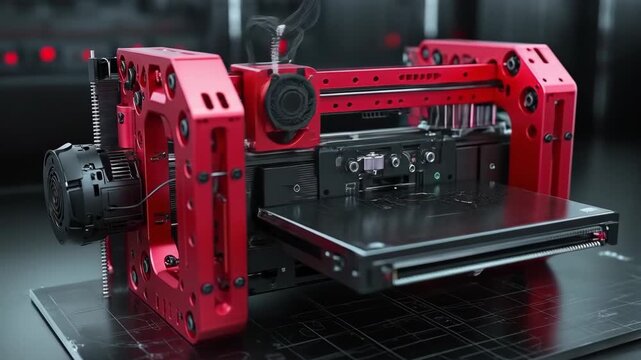 Red 3 d printer machine industrial design