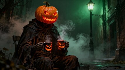 halloween pumpkin in the night