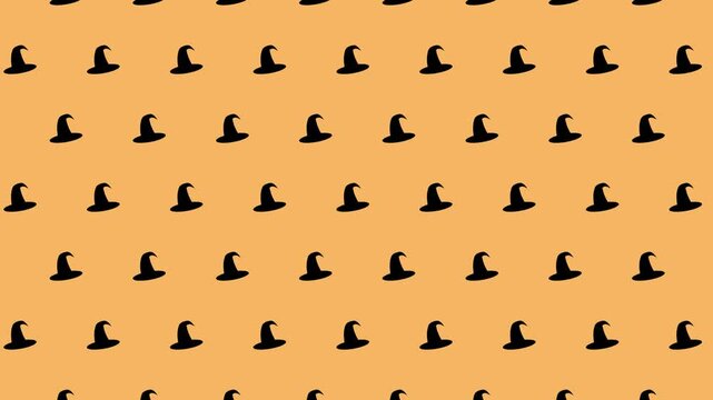Seamless Halloween Witch Hat Pattern Background Loop