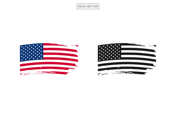 American flag inspired brush stroke design vector on transparent background illustration