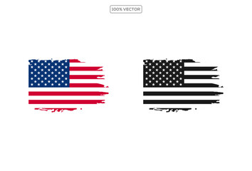 Grunge USA Flag. American flag brush paint texture. Distressed US symbol, United States flag Vector Illustration