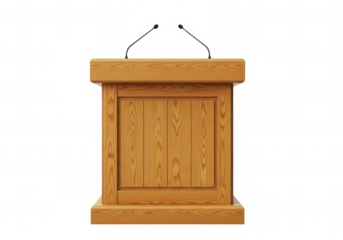 Wooden podium with microphones isolated on a transparent background