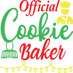 Official Cookie Baker Christmas SVG Typography T-Shirt Design