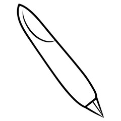 A simple line drawing of a calligraphy pen with a thick barrel and a sharp nib pointing downwards