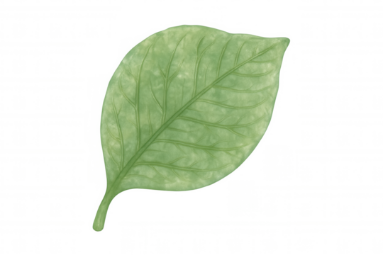 Green leaf painted watercolor style, illustrating botanical nature, organic ecology, and plant-based elements on transparent background - Powered by Adobe