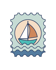 Vector art of sailboat on a postage stamp a charming nautical design for travel and adventure themes