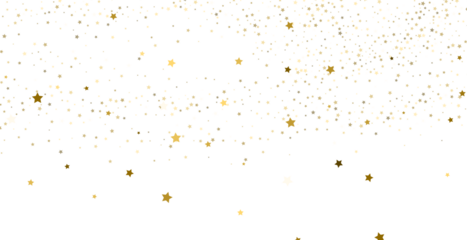 gold stars confetti, Falling magic glitter confetti, golden dust. Modern Design elements or decoration, PNG	