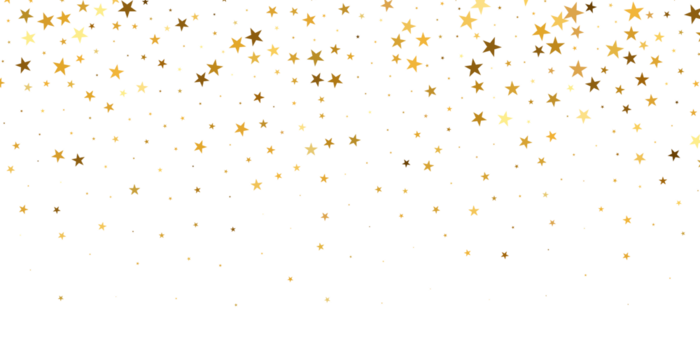 gold stars confetti, Falling magic glitter confetti, golden dust. Modern Design elements or decoration, PNG	