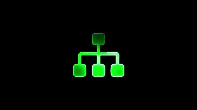 Glowing Green Organizational Chart Icon on Black Background organization chart hierarchy