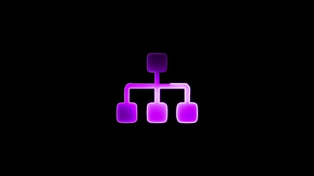 Neon Purple Organizational Chart Icon on Black Background organization chart hierarchy