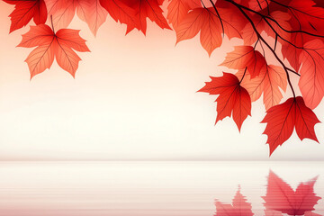 Autumn leaves reflecting in water