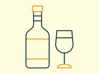 Wine icon. Thanksgiving icon. Simple vector in modern thin line style. Vector illustration.