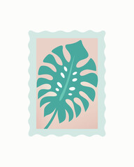 Vector art of a vibrant monstera leaf illustration, showcasing its intricate details and tropical charm