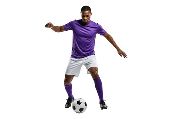 Obraz premium Man playing soccer isolated on transparent background