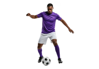 Man playing soccer isolated on transparent background