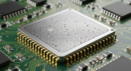 Close Up Microchip Circuit Board Technology.