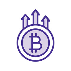 Growth Bitcoin duotone line icon , vector, pixel perfect, illustrator file 
