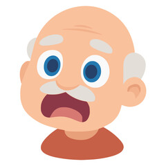 old grandpa shocked face expression flat color vector illustration template design