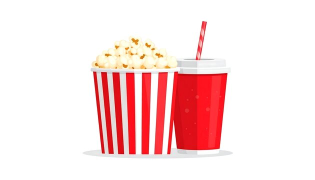 Red striped popcorn container and soda cup