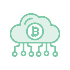 Bitcoin Cloud duotone line icon , vector, pixel perfect, illustrator file 
