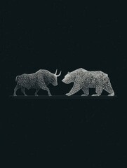 Bull and Bear: Abstract Financial Market Symbols in Minimalist Wildlife Art