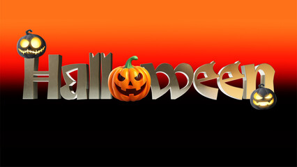 3D Pumpkin Halloween Text Design - 1